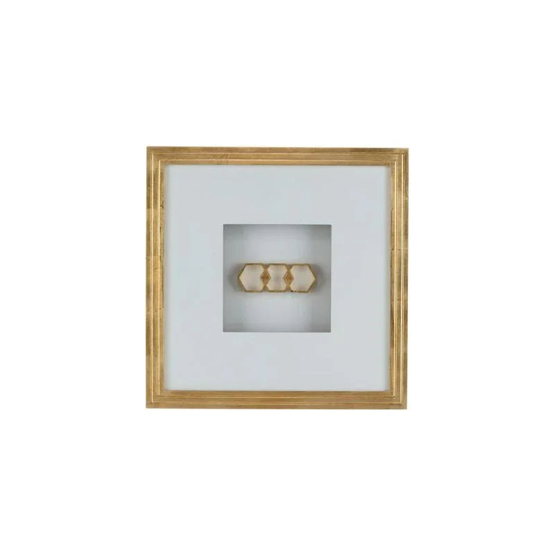 Honeycomb Shadow Box Gold Leaf Framed Artwork-Framed Wall Art-Chelsea House-LOOMLAN