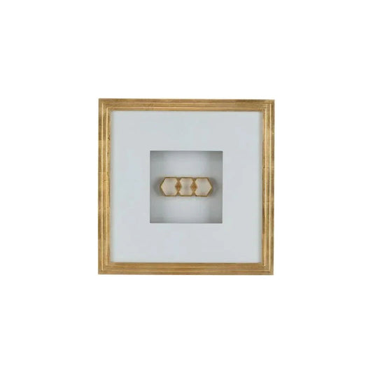 Honeycomb Shadow Box Gold Leaf Framed Artwork-Framed Wall Art-Chelsea House-LOOMLAN