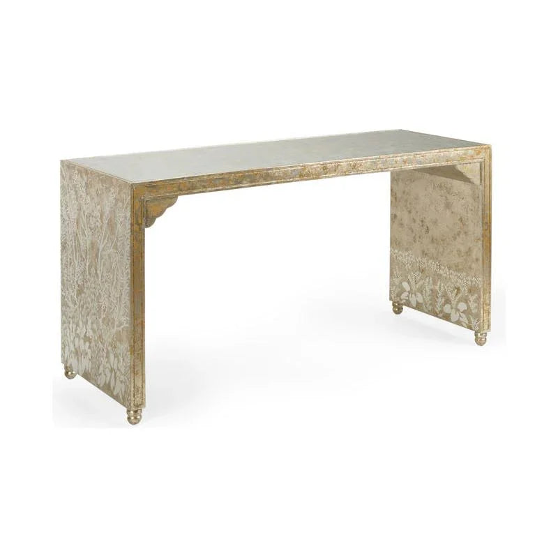 Hong Kong Silver Leafed Wood Desk-Home Office Desks-Chelsea House-LOOMLAN