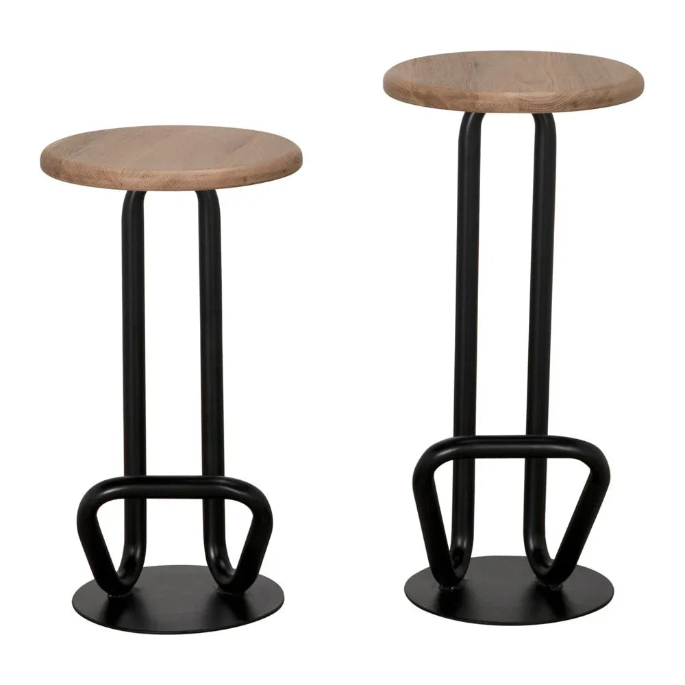Hook Industrial Steel Framed Bar Stool - LOOMLAN - Noir - Bar Stools