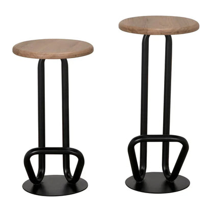Hook Industrial Steel Framed Bar Stool - LOOMLAN - Noir - Bar Stools