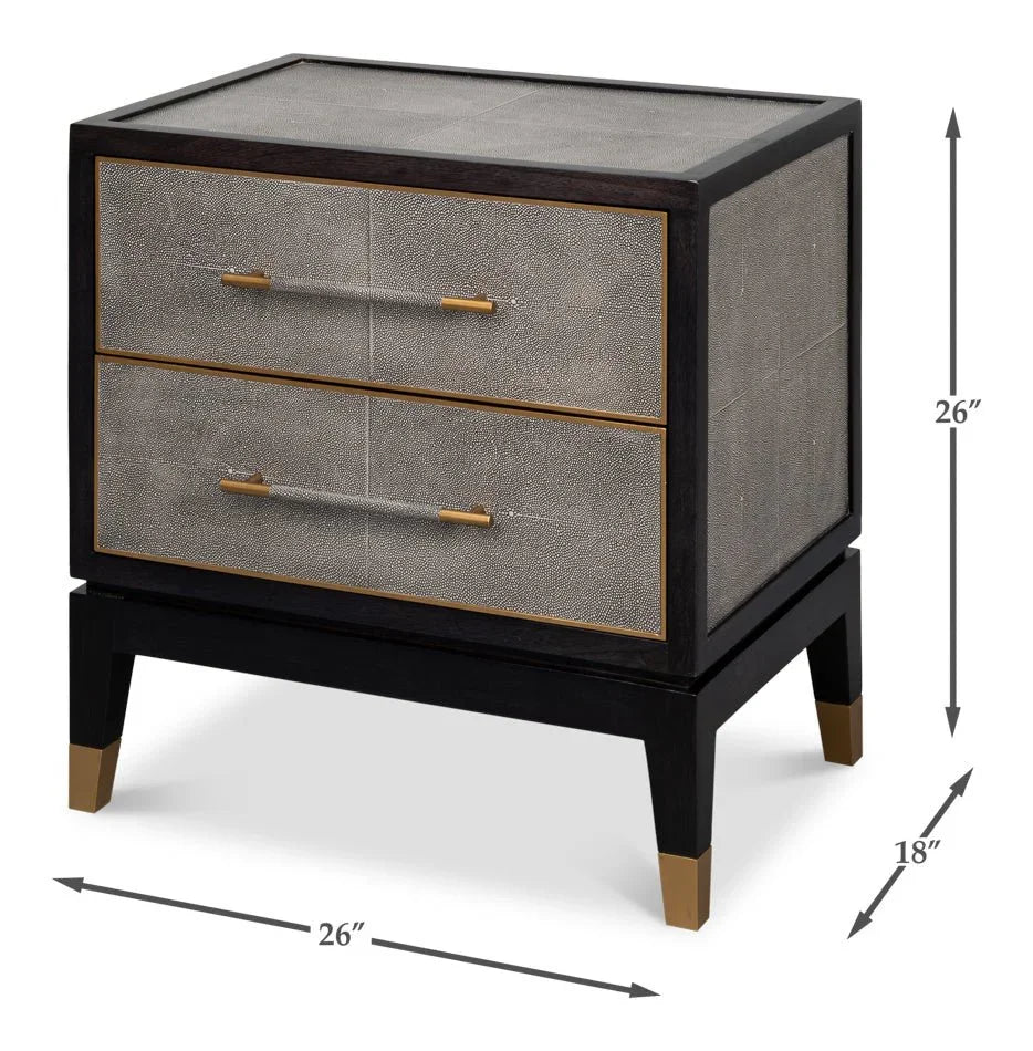 Horatio Two Drawer Leather Nightstand - LOOMLAN - Sarreid - Nightstands