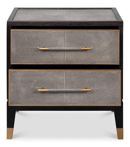 Horatio Two Drawer Leather Nightstand - LOOMLAN - Sarreid - Nightstands