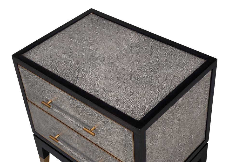 Horatio Two Drawer Leather Nightstand - LOOMLAN - Sarreid - Nightstands