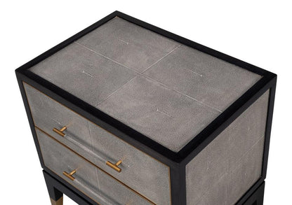 Horatio Two Drawer Leather Nightstand - LOOMLAN - Sarreid - Nightstands