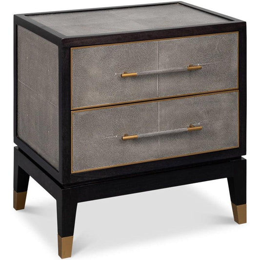 Horatio Two Drawer Leather Nightstand - LOOMLAN - Sarreid - Nightstands