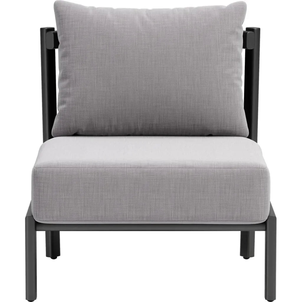 Horizon Aluminum Gray Armless Accent Chair-Outdoor Accent Chairs-Zuo Modern-LOOMLAN