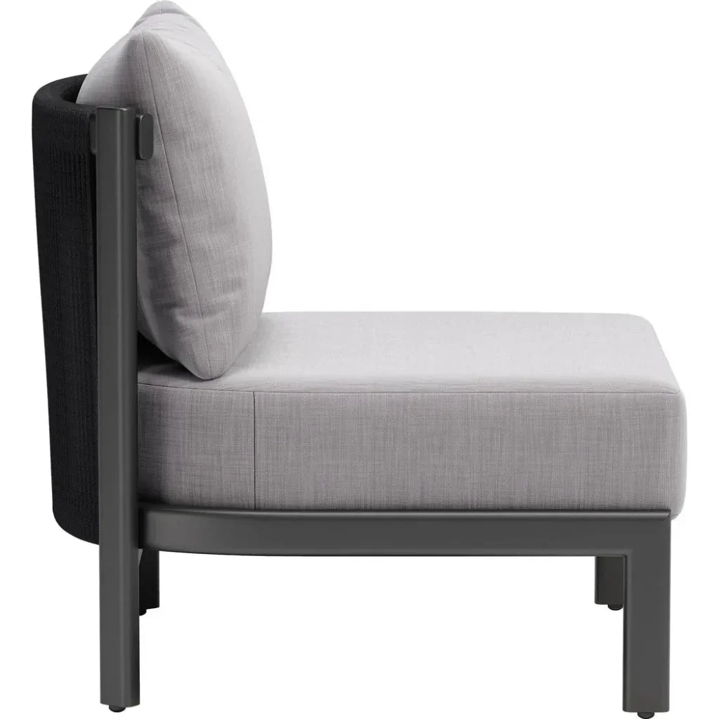 Horizon Aluminum Gray Armless Accent Chair-Outdoor Accent Chairs-Zuo Modern-LOOMLAN
