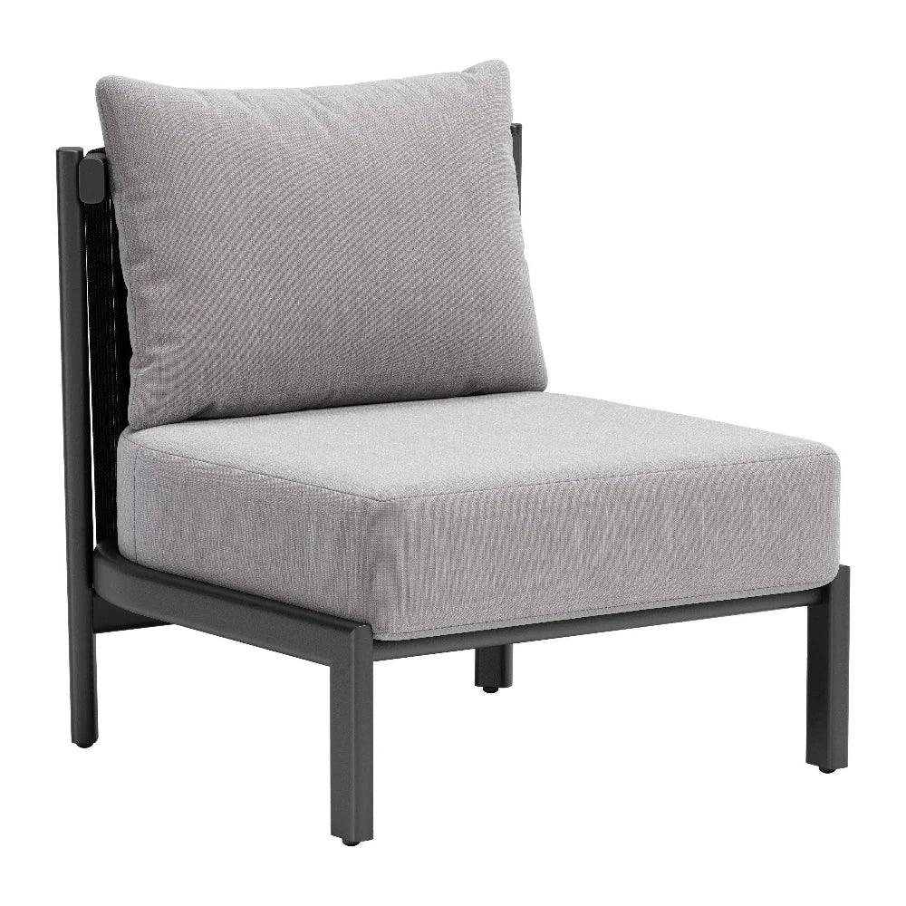 Horizon Aluminum Gray Armless Accent Chair-Outdoor Accent Chairs-Zuo Modern-LOOMLAN