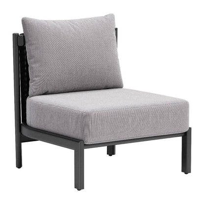 Horizon Aluminum Gray Armless Accent Chair-Outdoor Accent Chairs-Zuo Modern-LOOMLAN