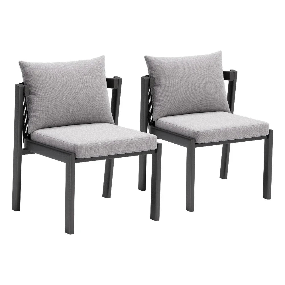 Horizon Aluminum Gray Dining Chair 2PC-Outdoor Dining Chairs-Zuo Modern-LOOMLAN