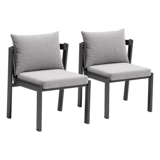 Horizon Aluminum Gray Dining Chair 2PC-Outdoor Dining Chairs-Zuo Modern-LOOMLAN