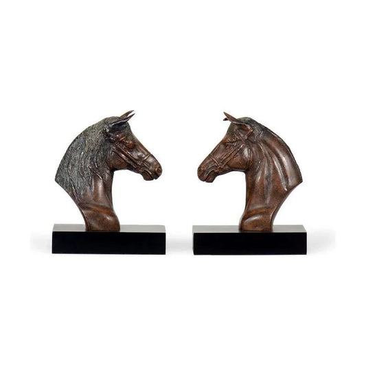 Horse Equestrian Design Wooden Bookends (Pr) - LOOMLAN - Wildwood - Statues & Sculptures