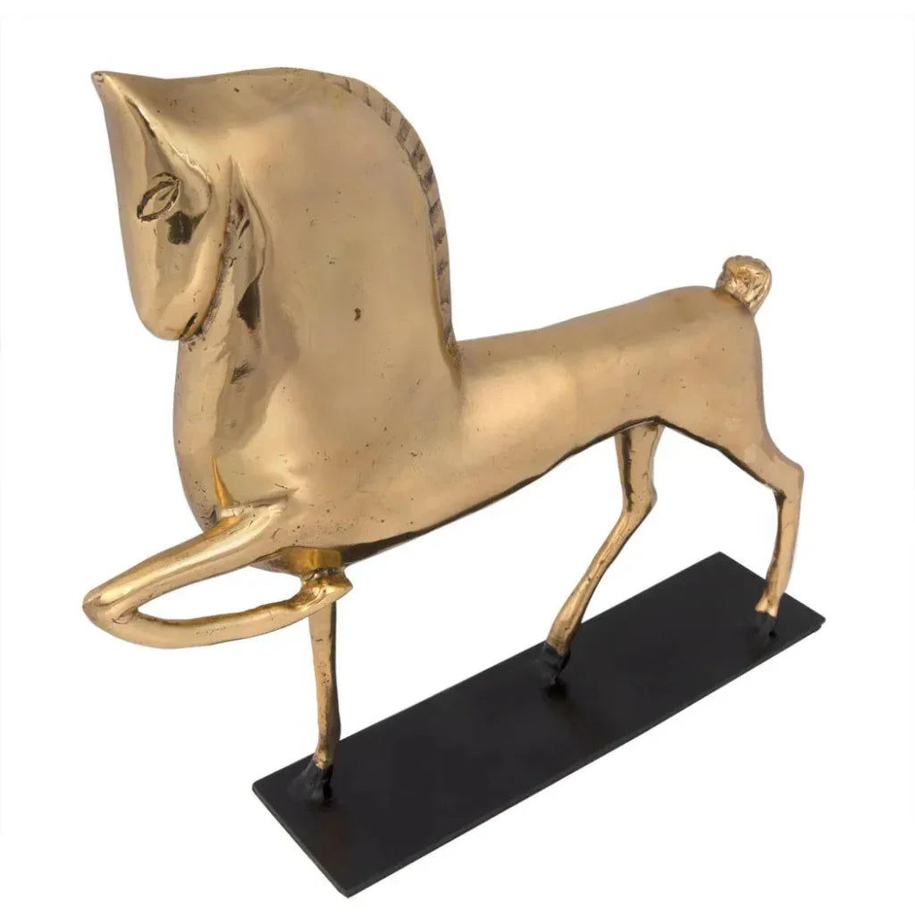 Horse On Stand Antique Brass Sculpture - LOOMLAN - Noir - Statues & Sculptures