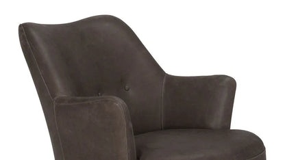 Hotchkiss Black Leather Swivel Arm Chair - LOOMLAN - Noir - Club Chairs
