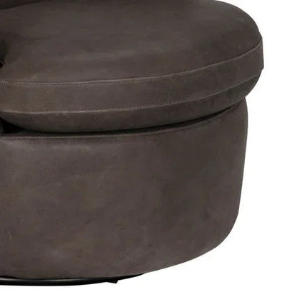 Hotchkiss Black Leather Swivel Arm Chair - LOOMLAN - Noir - Club Chairs