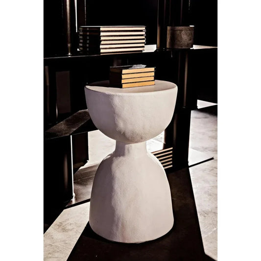 Hourglass Stool, White Fiber Cement-Garden Stools-Noir-LOOMLAN