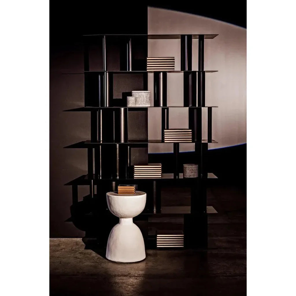 Hourglass Stool, White Fiber Cement-Garden Stools-Noir-LOOMLAN