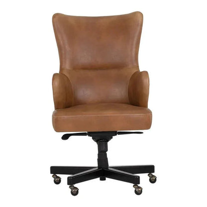 Hubert Tobacco Tan Faux Leather Office Chair-Office Chairs-SUNPAN-LOOMLAN