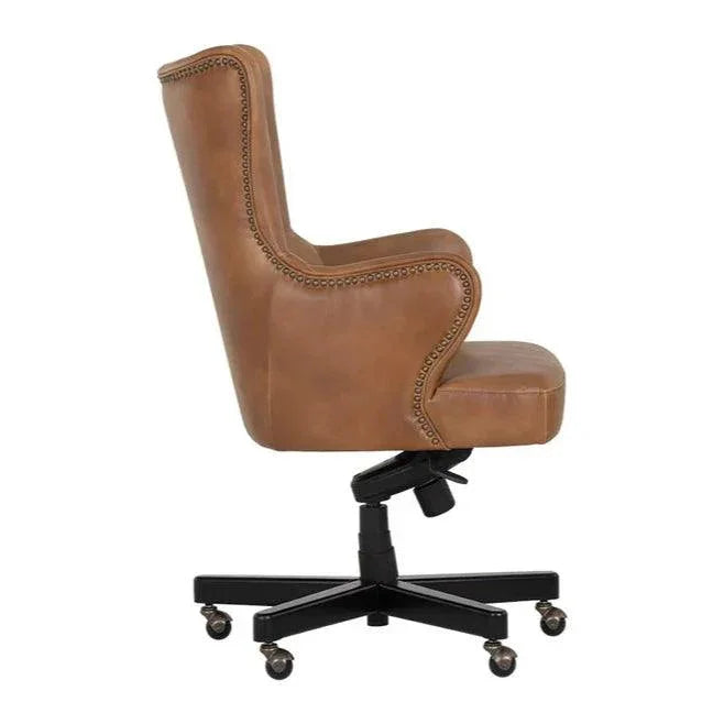 Hubert Tobacco Tan Faux Leather Office Chair-Office Chairs-SUNPAN-LOOMLAN