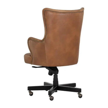 Hubert Tobacco Tan Faux Leather Office Chair-Office Chairs-SUNPAN-LOOMLAN