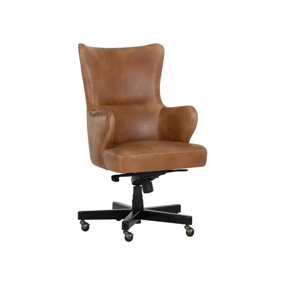 Hubert Tobacco Tan Faux Leather Office Chair-Office Chairs-SUNPAN-LOOMLAN