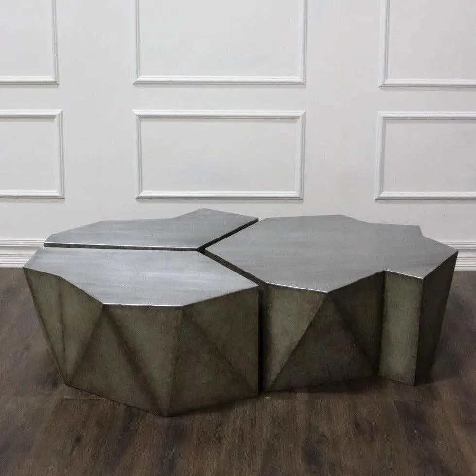 Hudson Cocktail Table Silver Large Unique Coffee Table