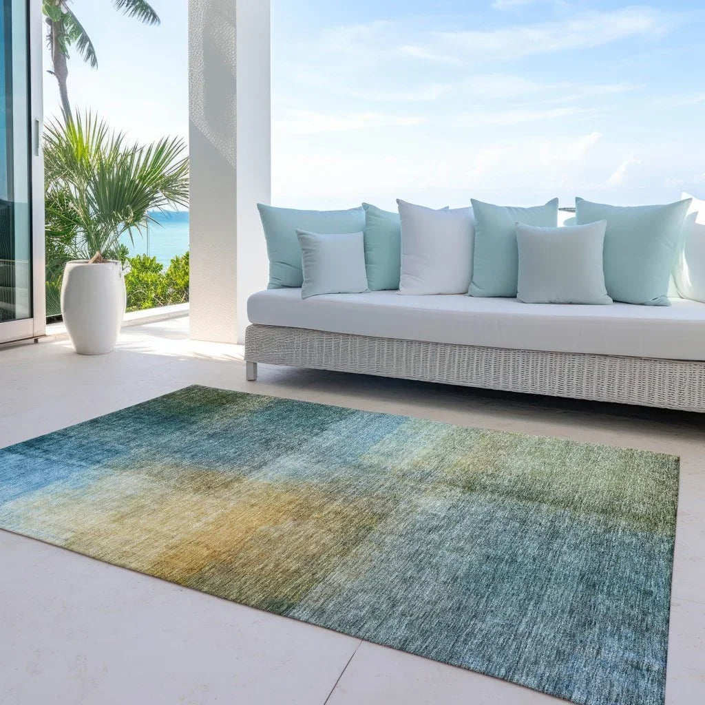 Hue Blue Washable Indoor-Outdoor Rug-Outdoor Rugs-LOOMLAN Rugs-LOOMLAN