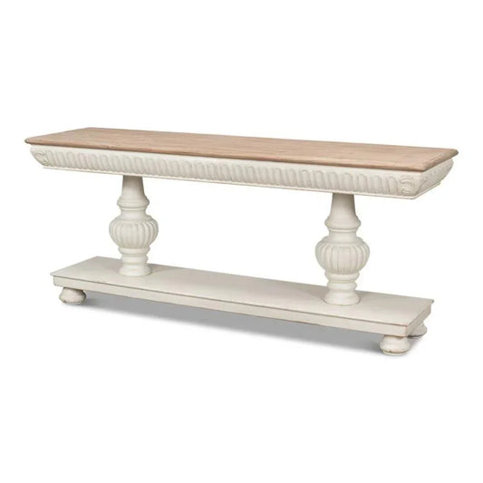 Hugo Console Table Storage Antique White Natural - LOOMLAN - Sarreid - Console Tables