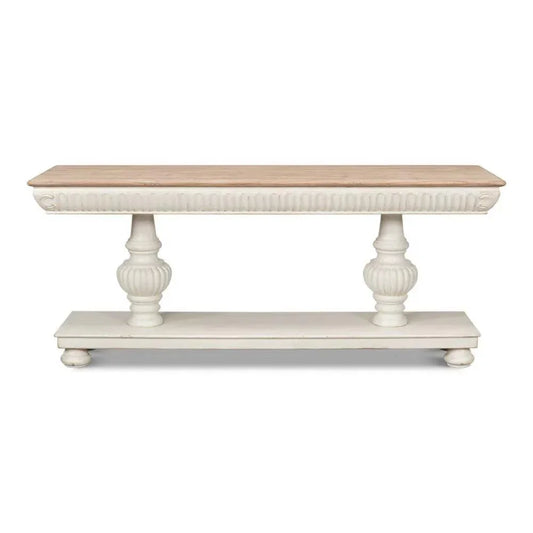 Hugo Console Table Storage Antique White Natural - LOOMLAN - Sarreid - Console Tables