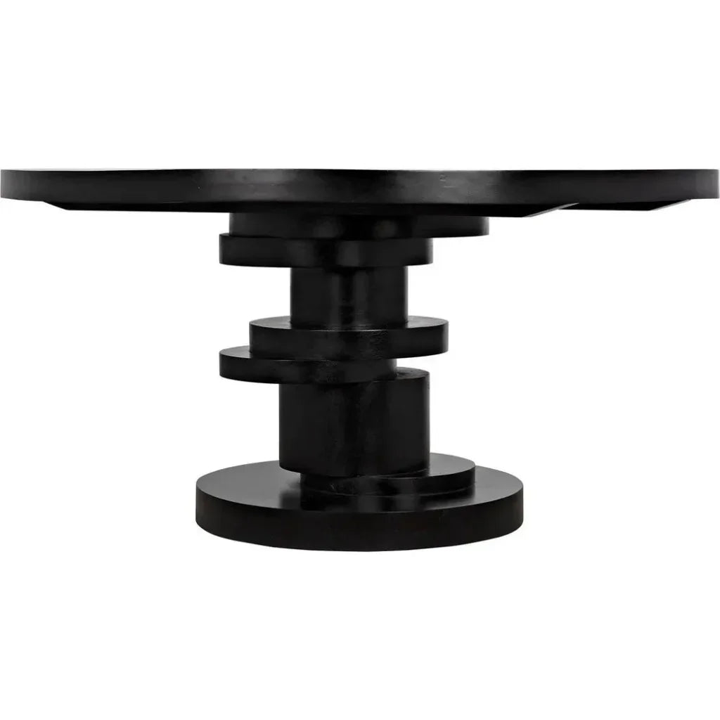 Hugo Round Wooden Dining Table-Dining Tables-Noir-LOOMLAN