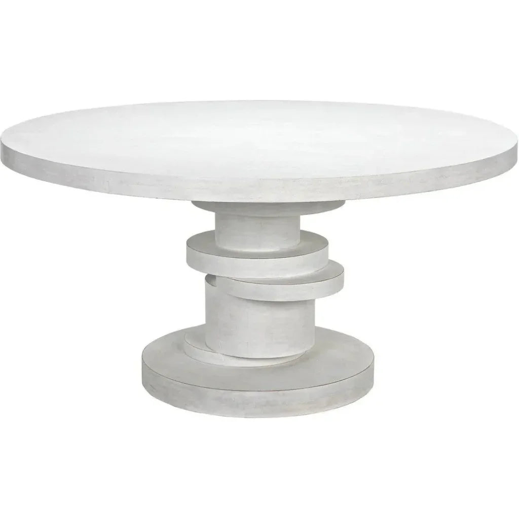 Hugo Round Wooden Dining Table-Dining Tables-Noir-White-LOOMLAN