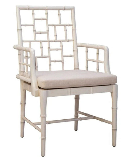 Hugo Wood Framed Cream Arm Chair - LOOMLAN - Furniture Classics - Accent Chairs