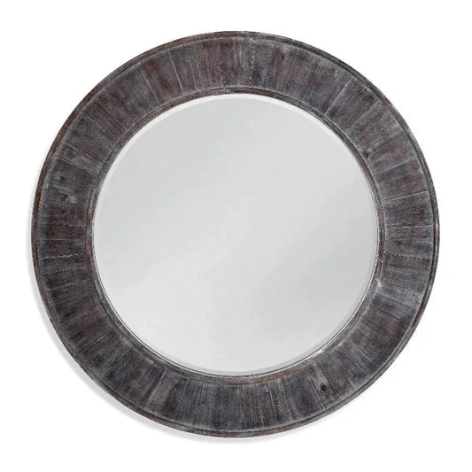 Hunter MDF Brown Round Mirror-Floor Mirrors-Bassett Mirror-LOOMLAN