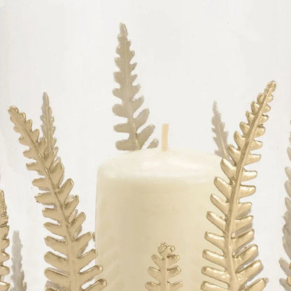 Hurricane Brass Fern Leaves Candleholder - LOOMLAN - Chelsea House - Candle Holders