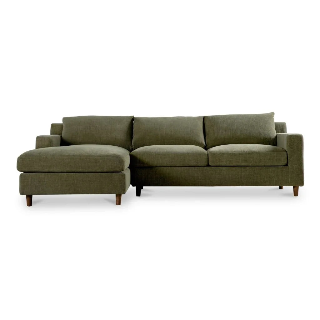 Hutton Performance Fabric Sectional Sofa-Modular Sofas-Moe's Home-Left Facing-Olive-LOOMLAN