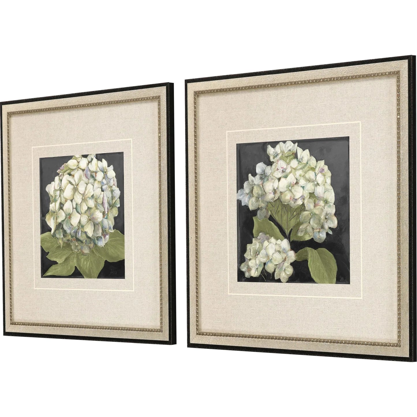 Hydrangeas on Black Wood Framed Wall Art 2PC