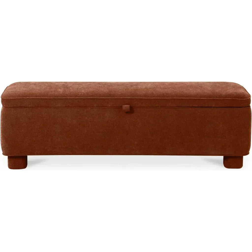 Ichigo Performance Fabric & Wood Dark Red Storage Bench - LOOMLAN - Moe's Home - Bedroom Benches