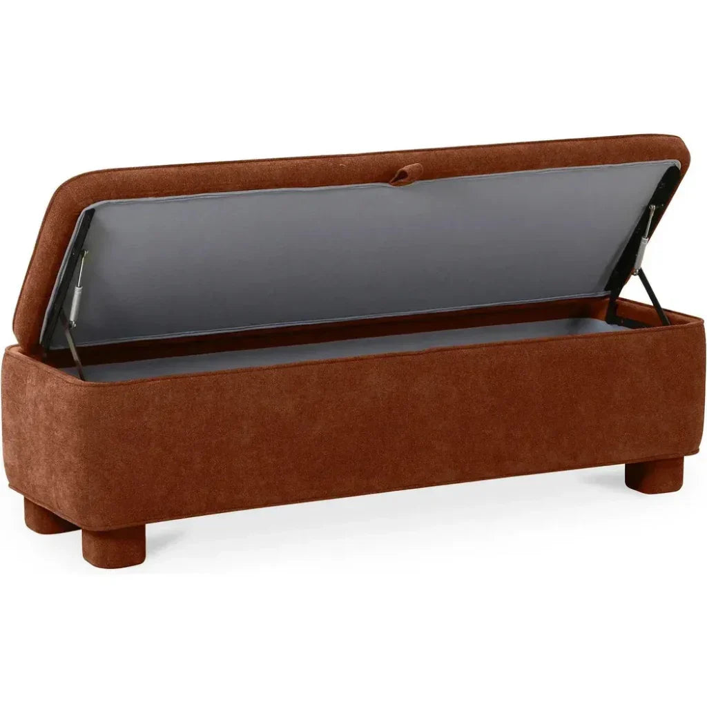 Ichigo Performance Fabric & Wood Dark Red Storage Bench - LOOMLAN - Moe's Home - Bedroom Benches