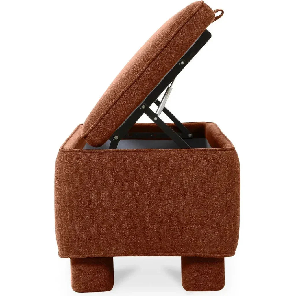 Ichigo Performance Fabric & Wood Dark Red Storage Bench - LOOMLAN - Moe's Home - Bedroom Benches