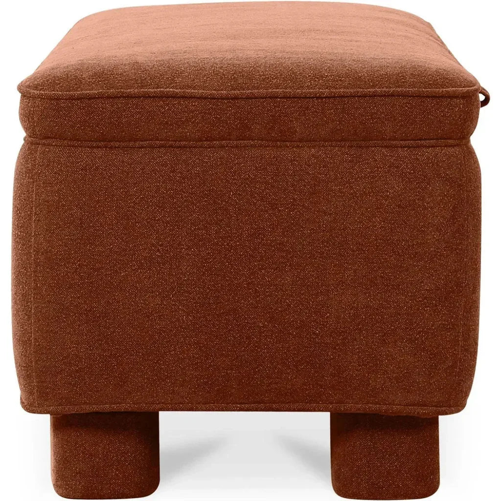 Ichigo Performance Fabric & Wood Dark Red Storage Bench - LOOMLAN - Moe's Home - Bedroom Benches