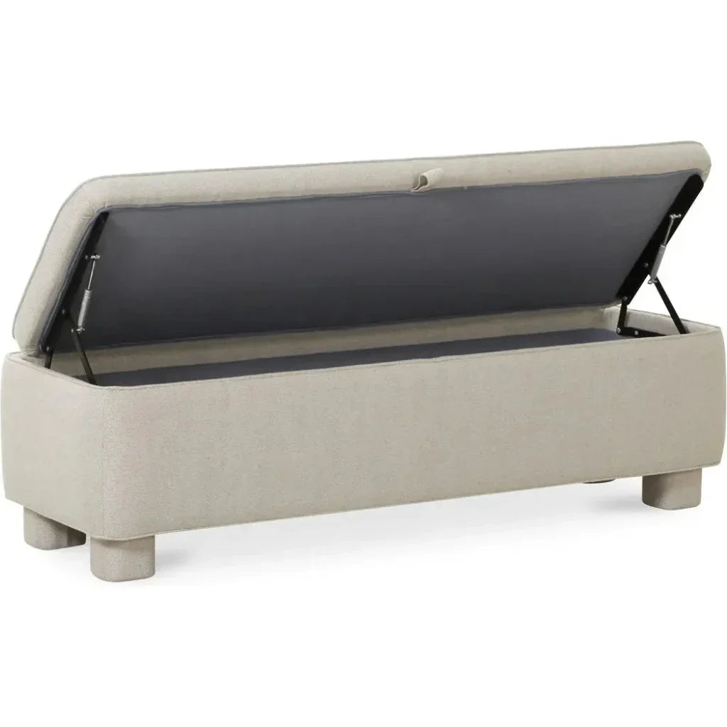 Ichigo Performance Fabric & Wood Light Brown Storage Bench - LOOMLAN - Moe's Home - Bedroom Benches