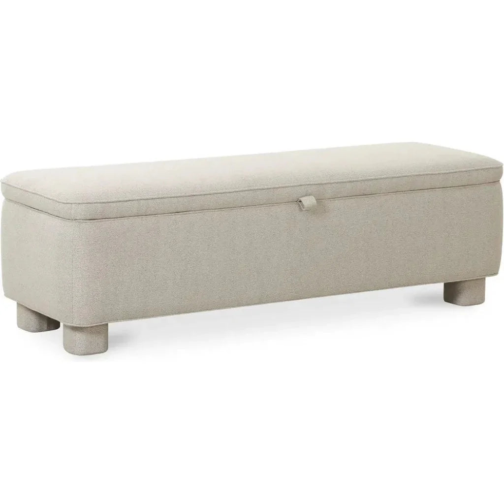 Ichigo Performance Fabric & Wood Light Brown Storage Bench - LOOMLAN - Moe's Home - Bedroom Benches