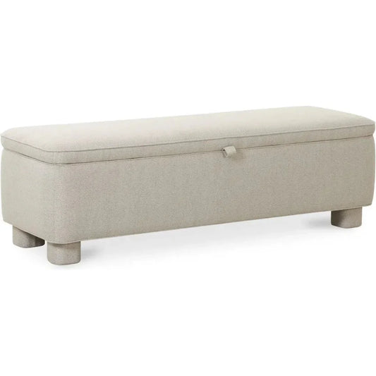 Ichigo Performance Fabric & Wood Light Brown Storage Bench - LOOMLAN - Moe's Home - Bedroom Benches