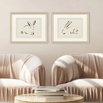Illustrative Bunny Framed Wall Art 2PC