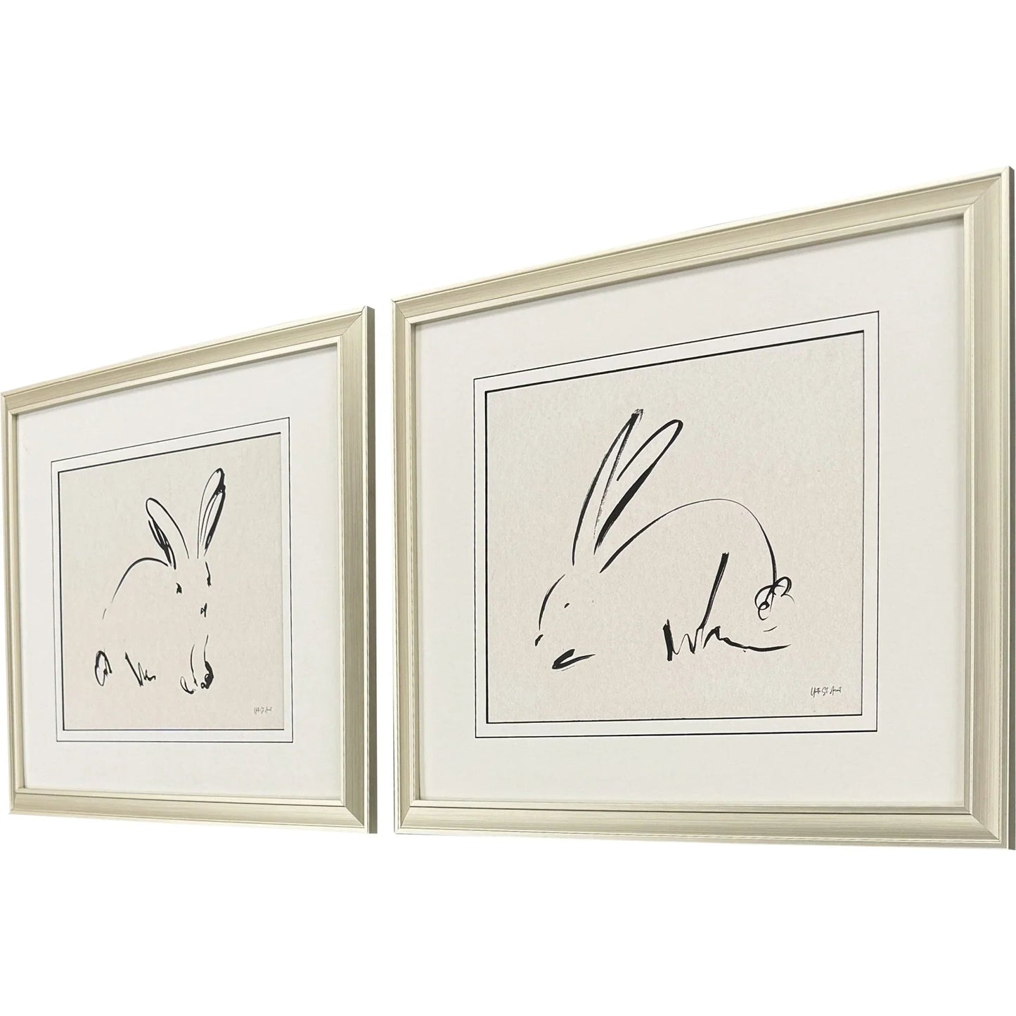 Illustrative Bunny Framed Wall Art 2PC
