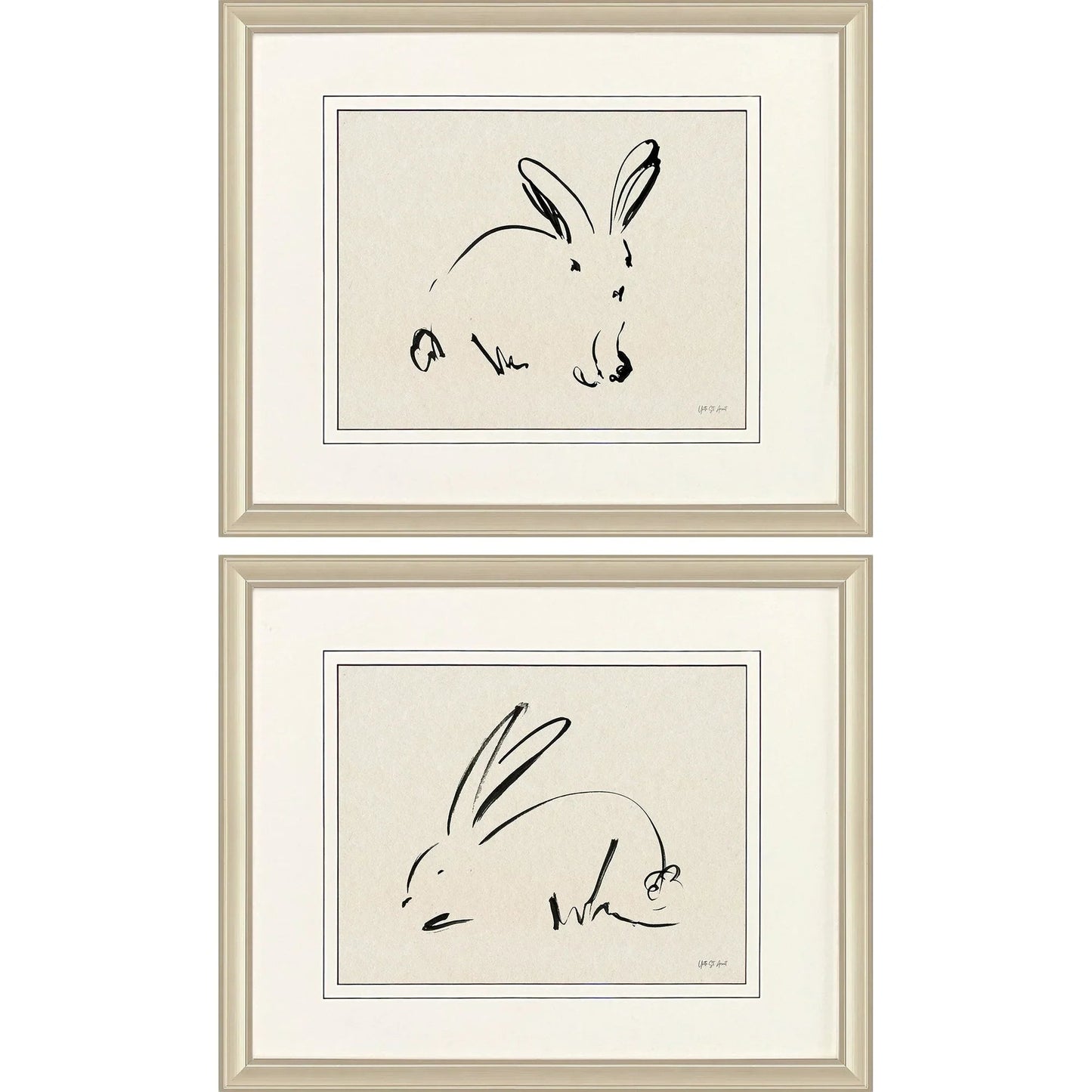 Illustrative Bunny Framed Wall Art 2PC