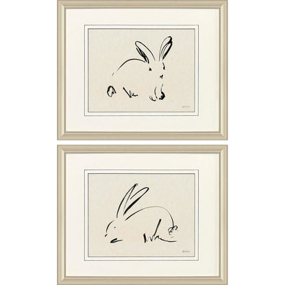 Illustrative Bunny Framed Wall Art 2PC