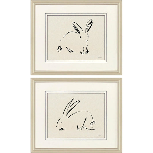 Illustrative Bunny Framed Wall Art 2PC