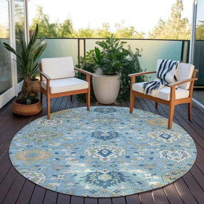 Ilyara Blue Washable Indoor-Outdoor Rug-Outdoor Rugs-LOOMLAN Rugs-LOOMLAN